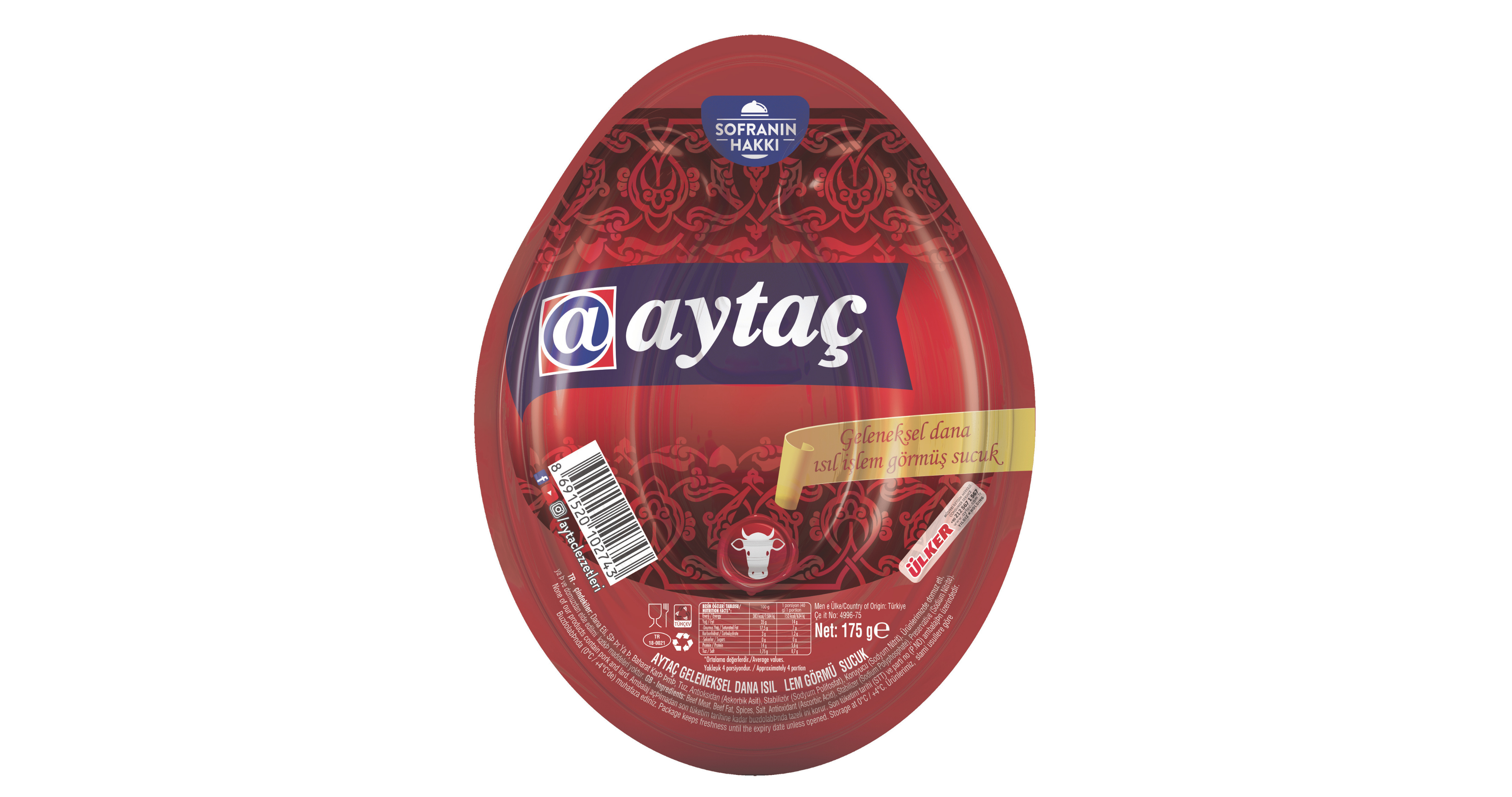 AYTAC GELENEKSEL DANA KANGAL SUCUK 175 GR.