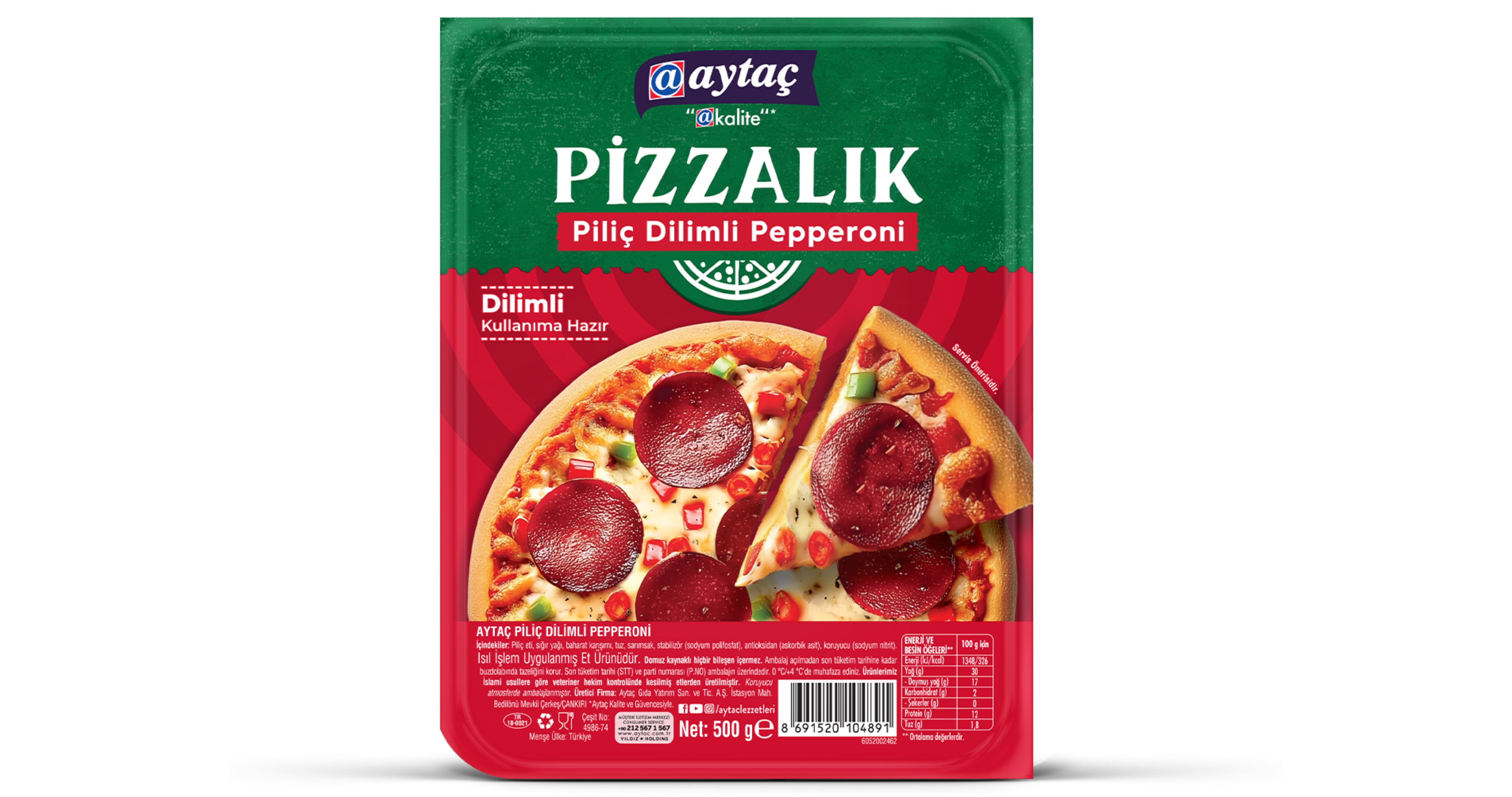 AYTAC PROF. PIZZA SERISI PILIC DILIMLI PEPPERONI 500 GR.